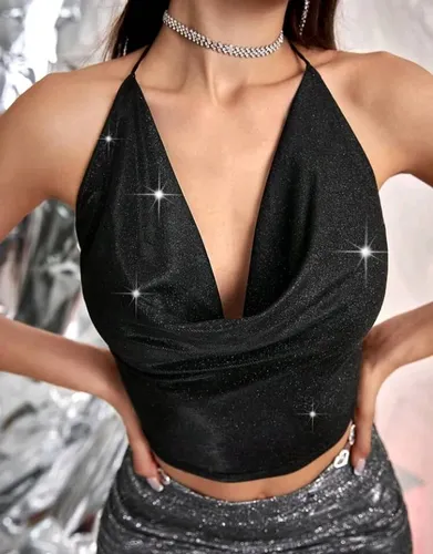 Blusa Negra Brillante Blusas Mujer MercadoLibre