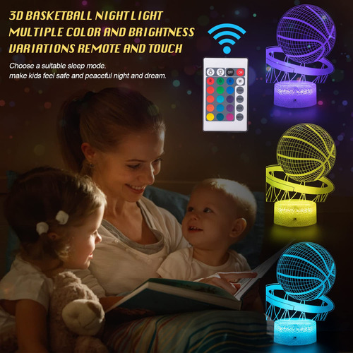 Luz Nocturna De Baloncesto Lámpara Led De Ilusión 3d 16 Colo
