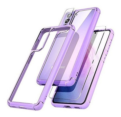 Funda + Vidrios De Pantalla Y Camara Samsung S21 Fe Violeta