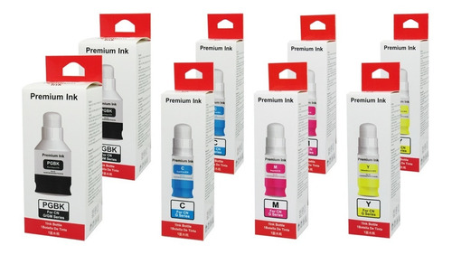 Pack 8 Tintas Premium Ink Gi-10 Para Canon Serie G