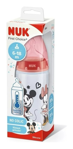 Mamadera First Choice Nuk Mickey Control Temperatura 300ml