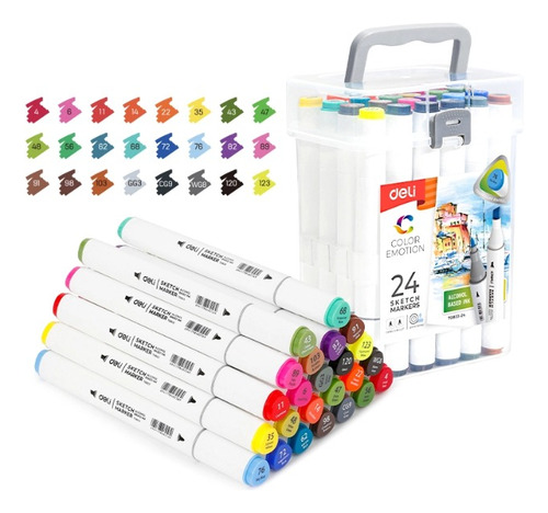 Set 24 Marcardores Doble Punta Deli 1-7mm Sketch Marker