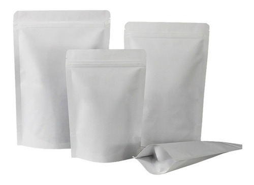 Imagen 1 de 5 de 100 Bolsa Stand Up Pouch Laminada Cierre Blanco Mate 150 Grs