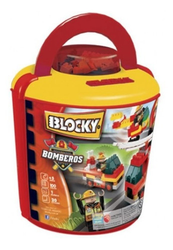 Blocky Bomberos Bloques Tipo Rasti C/balde 100 Piezas Dimare