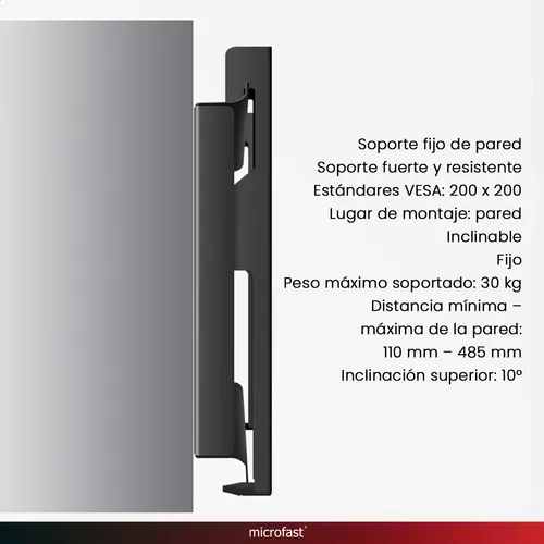 Soporte Pared Tv 14 A 42 Vesa 200x200 30kg Negro