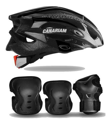 Kit De Protección Canariam C4 Mas Casco Para Patinaje Sonic