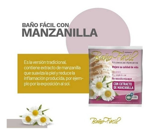 Baño Facil Con Manzanilla Caja X 20 Sobres De 10 Paños C/u