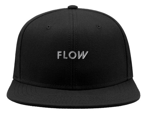 Gorra Plana Snapback Flow Urban Texto Gris Plata Bordada