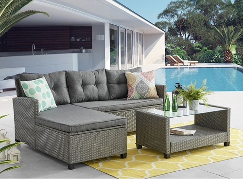 Oferta Juego Terraza Rattan Sofá + Mesa Nuevos Jardín Lindos