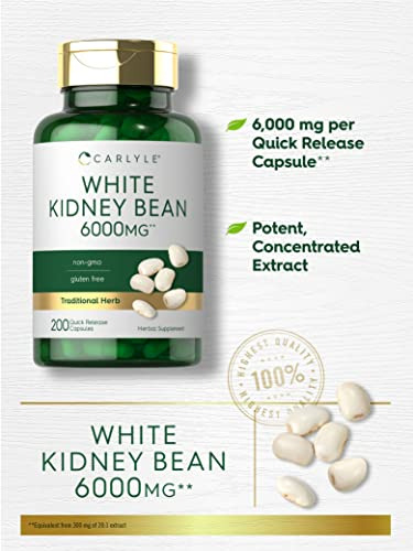 Suplemento Carlyle White Kidney Bean Carb Blocker 6000mg