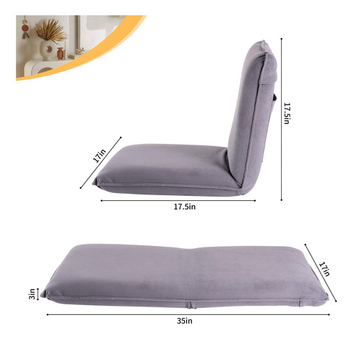 Sundale Silla Plegable De Meditación Con Soporte Para La Gris Oscuro Material Del Tapizado