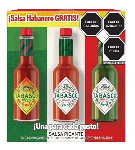 Salsa Tabasco Tripack Original + Jalapeño + Habanero 60ml