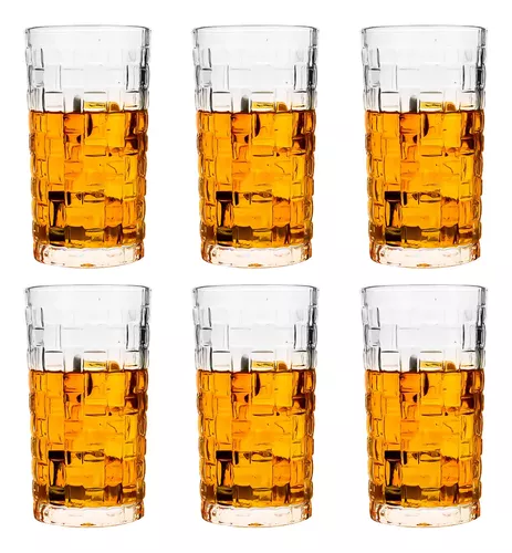 Juego 6 vasos bajos de cristal para whisky o agua