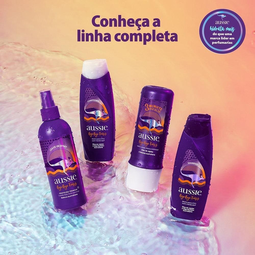 Kit 6 Shampoos Aussie Bye Bye Frizz Maciez E Brilho 180ml