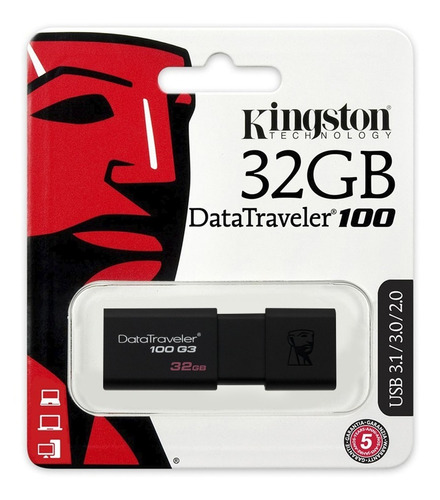 Pendrive Usb 3.1 Kingston Datatraveler 100 G3, 32gb - Otec