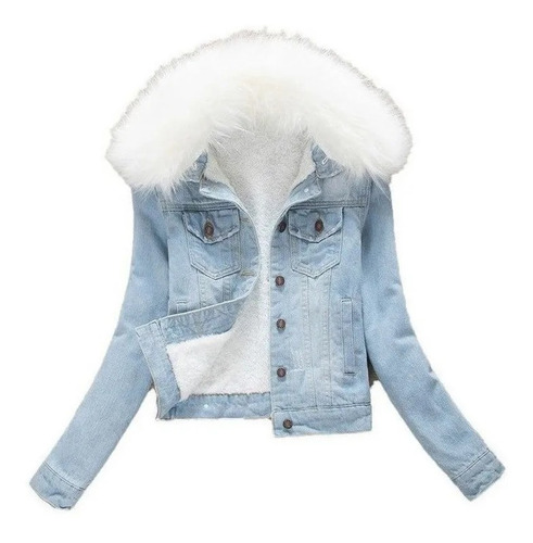 Chaqueta Jeans Forrada De Lana Para Mujer