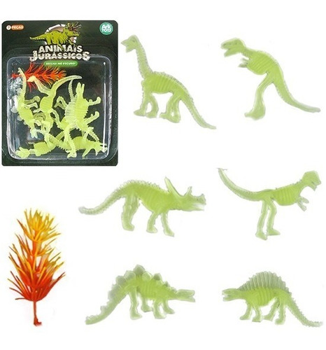 Dinossauro Brinquedo Brilha No Escuro Animais Jurassicos 7pç