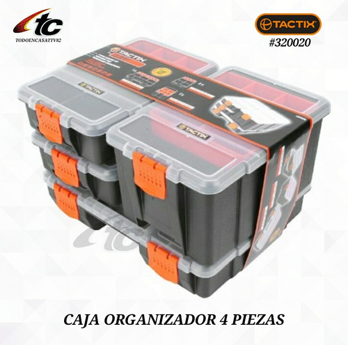 Set Caja Organizador 4 Piezas C Separadores Tactix Tcttv82