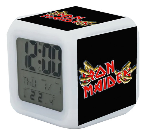 Reloj Despertador  Iron Maiden Con Luz Led