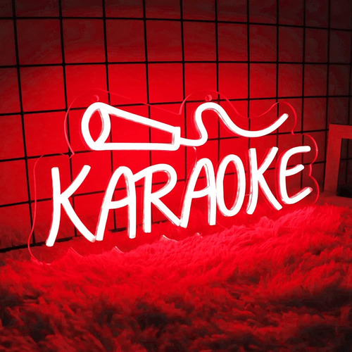 Vinray Karaoke Neon Sign Para Cine En Casa, Bar, Pub, Club, 