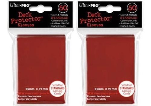(100 x) Ultra Pro Rojo Cubierta Protectores Mangas Estanda