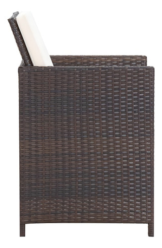 Sillas De Jardín Con Cojines 2 Piezas Poly Rattan Marrón Color Gris