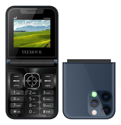Celular Plegable 4g Yeemovil Y1000 Dual Sim + 2 Sim Extra Desbloqueado Telcel At&t Movistar Bait Bluetooth Fm Linterna 2.4-azul Grisáceo