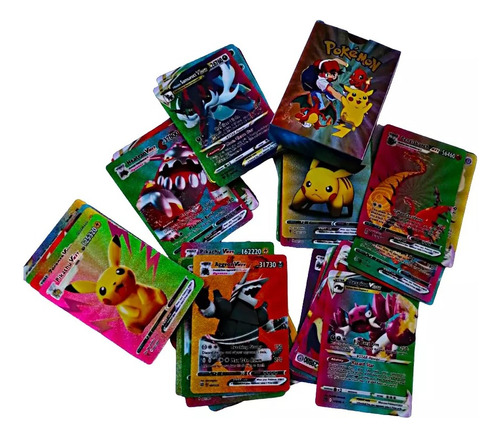 Juego Cartas Pokemon Pikachu Plasticas Lujo 54und Metalizada