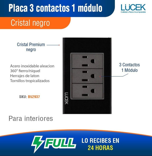 Imagen 2 de 4 de Lucek Pla 3 Contactos De 1 Mód Cristal Negro