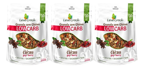 Kit 3 Granola Nibs De Cacau E Gojiberry Leve Crock 200g