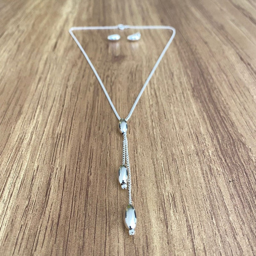 Imagen 3 de 8 de Collar Y Aretes De Plata 925 Set Cadena 43cm Mujer Agalea