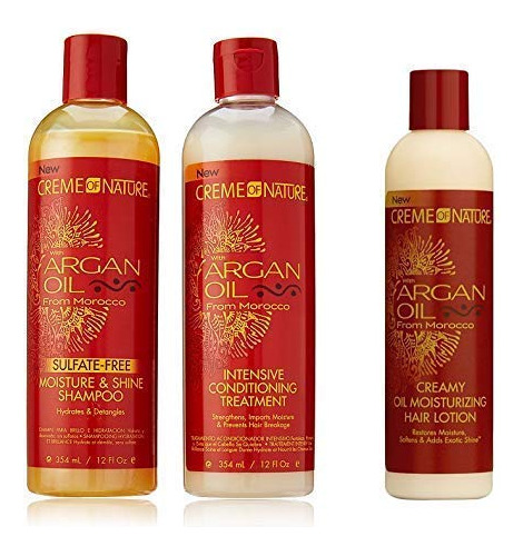  Creme Of Nature Argan Oil Trio Set (moisture & Shine Shampo