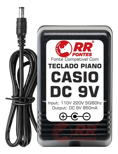 Fonte Dc 9v 850ma Para Piano Teclado Casio Ct-840 Ct-870