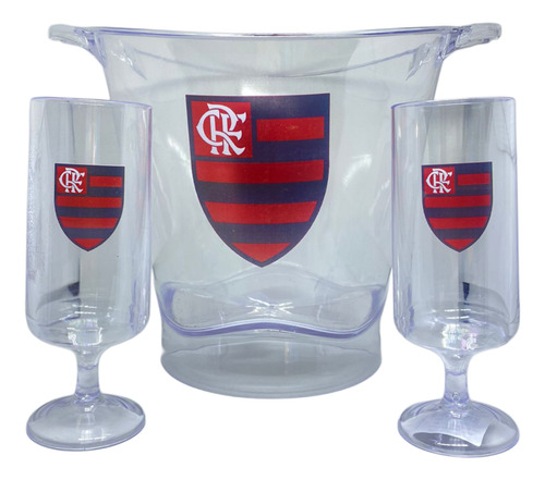 Balde De Gelo Do Flamengo De 4,5l + 2 Taças - Cerveja Chopp