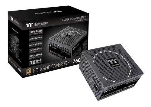 Fuente De Poder Thermaltake Toughpower Gf1 750w 80+ Gold Mod Color Negro