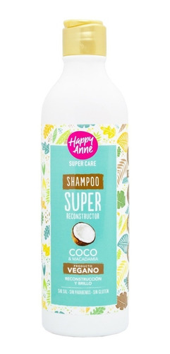Happy Anne Super Reconstructor Shampoo Coco Vegano Brillo