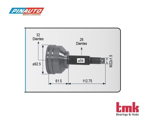 Espiga Lado Rueda Pacifica 2004-2005-2006 T/aut 26x32 