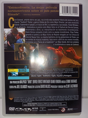 Bird Dvd Clint Eastwood Charlie Parker Excelente Jazz (Usado)