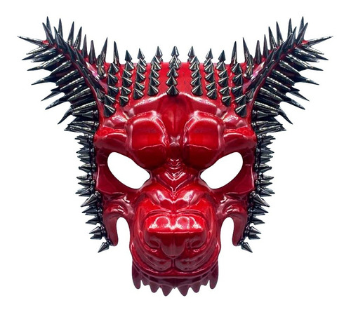 Máscara De Lobo Rojo Con Picos Disfraz De Halloween Antifaz