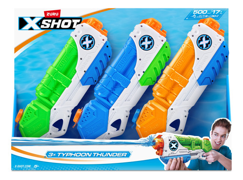 Zuru X-shot 3 Lanzadores De Agua Typhoon Thunder Alcance 9m