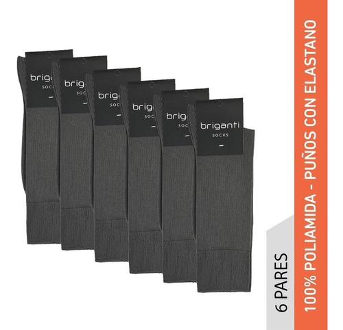 Imagen 2 de 10 de Pack X6 Medias Hombre De Hilo Briganti Lisas Vestir Acc07030