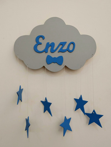 Luminária Nuvem Com Led E Nome Para Decorar Quarto De Bebe