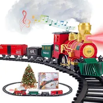 Comprar Juego De Tren Navideño Con Locomotora Eléctrica Vagones Y Lu
