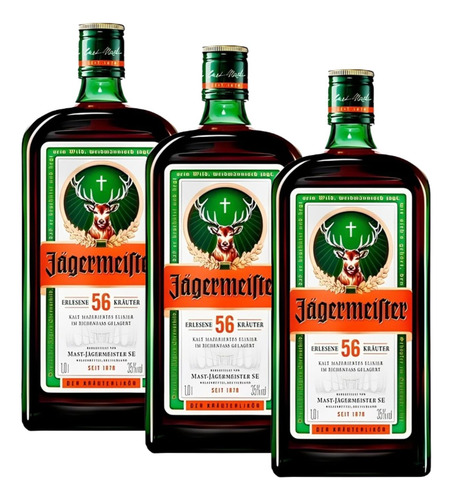 Pack 3 Unidades Jagermeister 1 Litro Licor De Hierbas