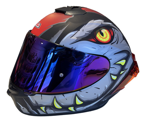 Casco Moto Pista Nzi Trendy Combo Dos Visores En Color Raptor Negro Gris Rojo Mate Diseño Colores Tamaño Del Casco Xxl