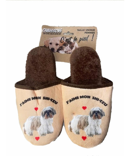 Pantuflas Diseño Shihtzu Talla Grande