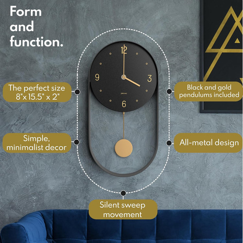 Driini Reloj De Pared Moderno De Péndulo, Marco