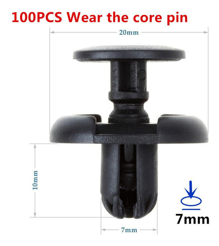 B 100 Pcs De Plástico De 7 Mm Para Rebites De Pára-choques