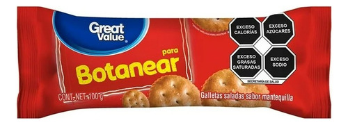 2 Pza Galletas Saladas Great Value Para Botanear 100 G