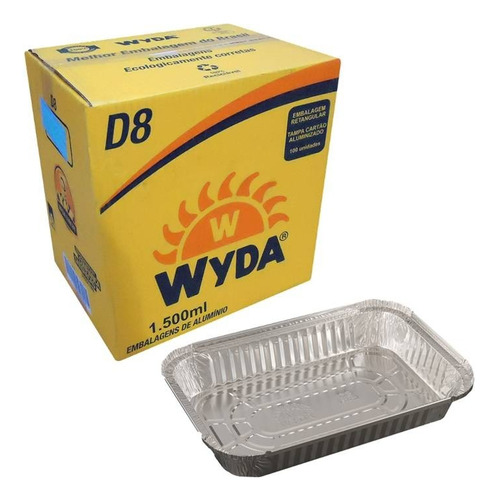 Bandeja De Alumínio Retangular D8 1500ml - 100 Unidades Wyda